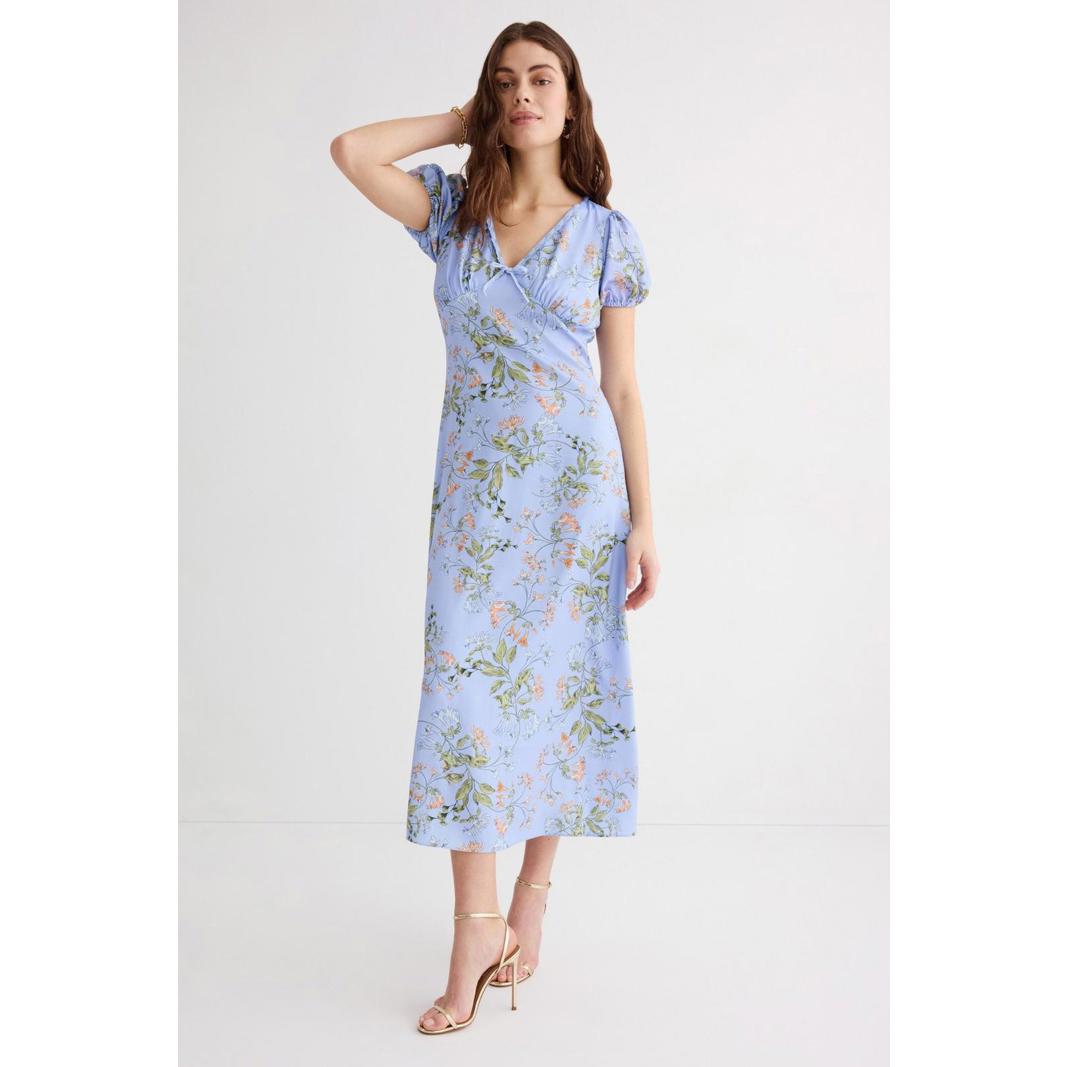 Alexia Admor Blue Floral Silvius Bubble Dress Size 8 With Fabric Pull